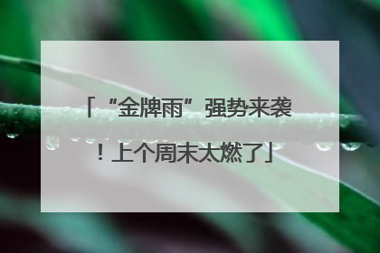 “金牌雨”强势来袭！上个周末太燃了
