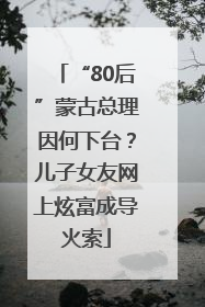 “80后”蒙古总理因何下台？儿子女友网上炫富成导火索