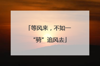 等风来，不如一“骑”追风去