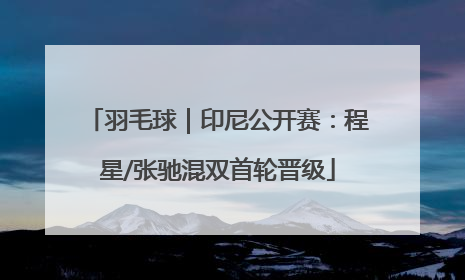 羽毛球｜印尼公开赛：程星/张驰混双首轮晋级