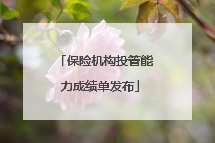 保险机构投管能力成绩单发布