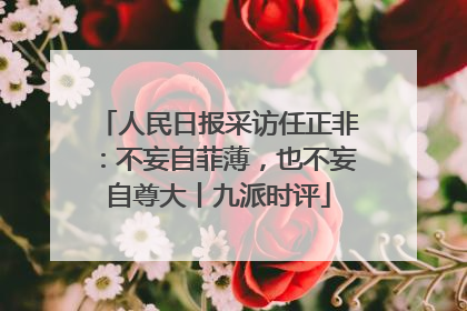 人民日报采访任正非：不妄自菲薄，也不妄自尊大丨九派时评