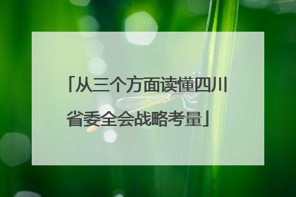从三个方面读懂四川省委全会战略考量