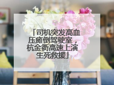 司机突发高血压瘫倒驾驶室，杭金衢高速上演生死救援
