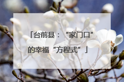 台前县：“家门口”的幸福“方程式”