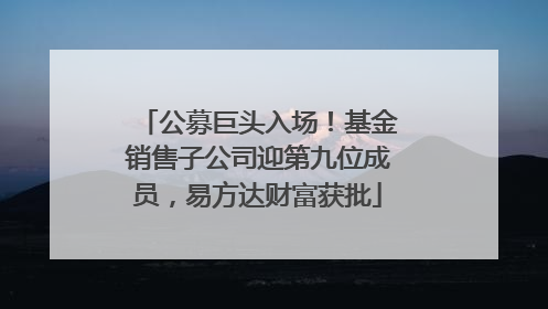 公募巨头入场！基金销售子公司迎第九位成员，易方达财富获批