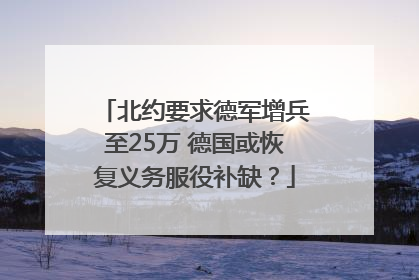 北约要求德军增兵至25万 德国或恢复义务服役补缺？
