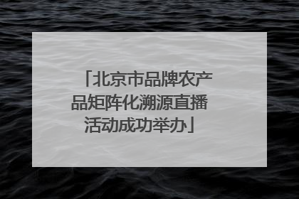 北京市品牌农产品矩阵化溯源直播活动成功举办