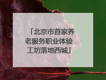 北京市首家养老服务职业体验工坊落地西城