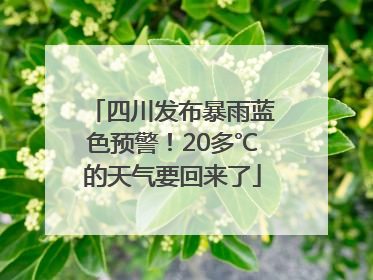 四川发布暴雨蓝色预警！20多℃的天气要回来了