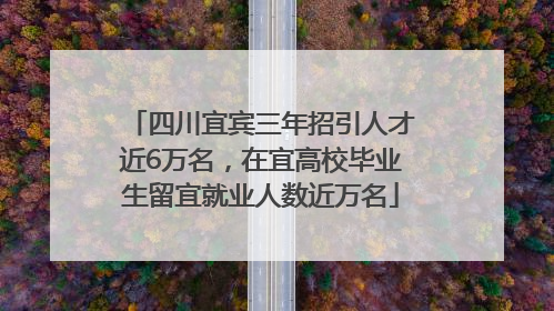 四川宜宾三年招引人才近6万名，在宜高校毕业生留宜就业人数近万名