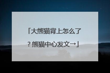 大熊猫背上怎么了？熊猫中心发文→