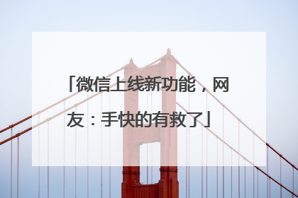 微信上线新功能，网友：手快的有救了