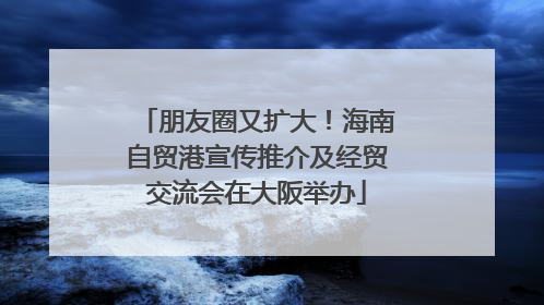 朋友圈又扩大！海南自贸港宣传推介及经贸交流会在大阪举办