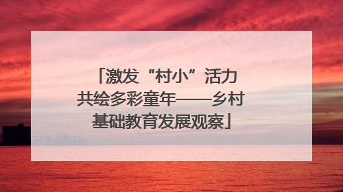 激发“村小”活力 共绘多彩童年——乡村基础教育发展观察
