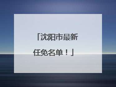 沈阳市最新任免名单！