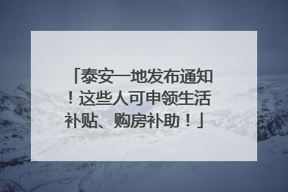 泰安一地发布通知！这些人可申领生活补贴、购房补助！