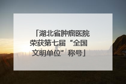 湖北省肿瘤医院荣获第七届“全国文明单位”称号