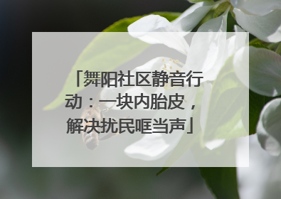 舞阳社区静音行动：一块内胎皮，解决扰民哐当声