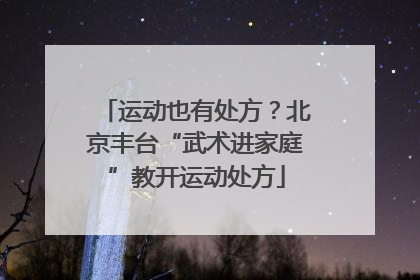 运动也有处方？北京丰台“武术进家庭”教开运动处方