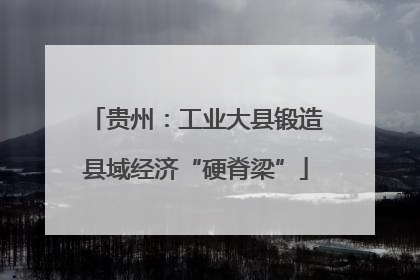 贵州：工业大县锻造县域经济“硬脊梁”
