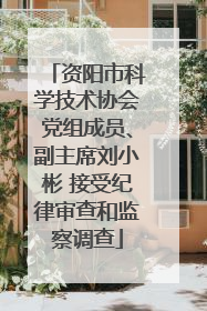资阳市科学技术协会党组成员、副主席刘小彬 接受纪律审查和监察调查
