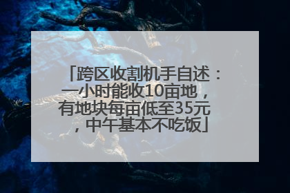 跨区收割机手自述：一小时能收10亩地，有地块每亩低至35元，中午基本不吃饭