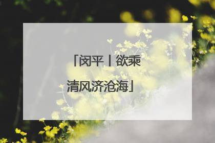 闵平丨欲乘清风济沧海
