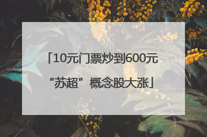 10元门票炒到600元 “苏超”概念股大涨